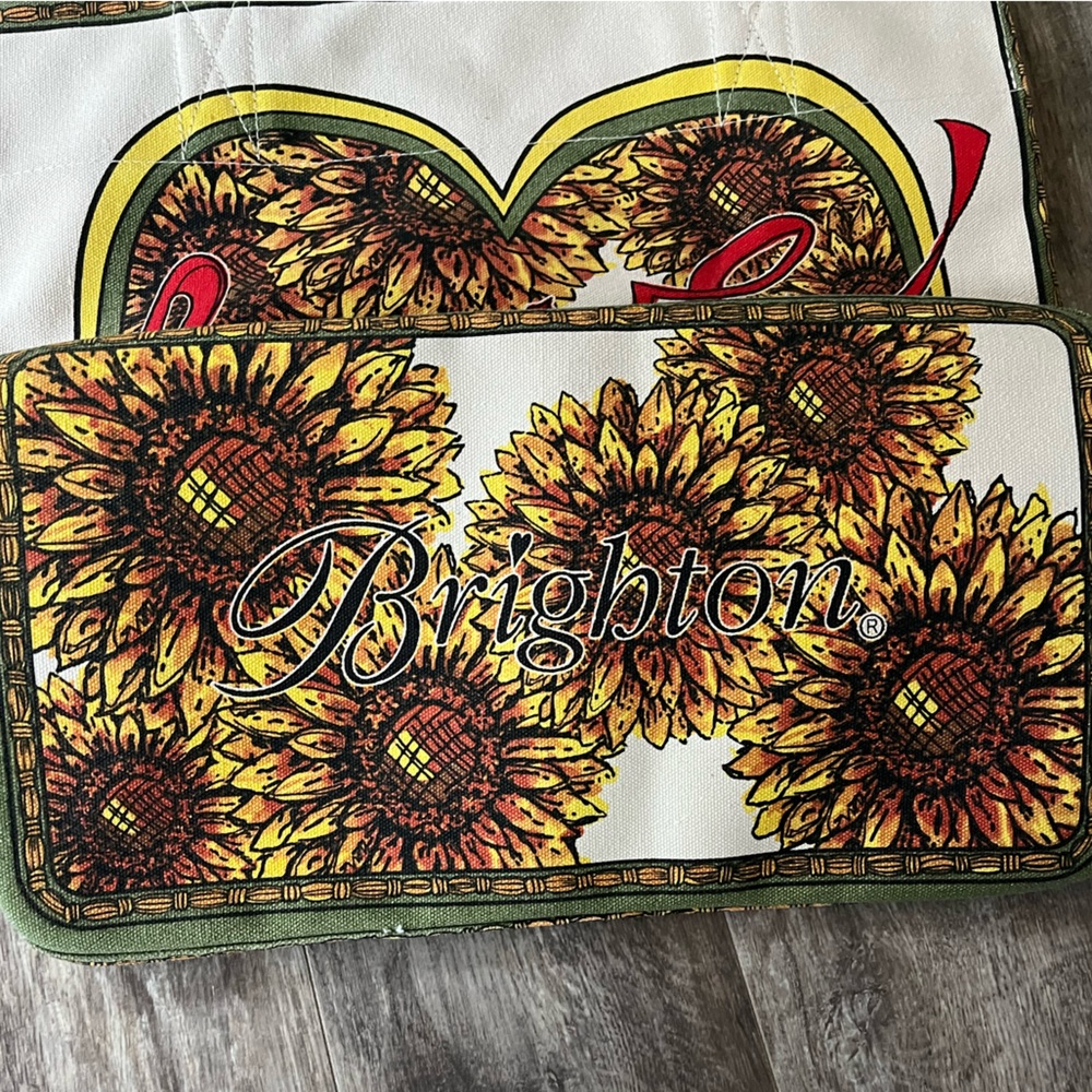 NWT BRIGHTON “Something Wonderful Is About To Happen Live Canvas Sunflower Tote - Picture 11 of 16